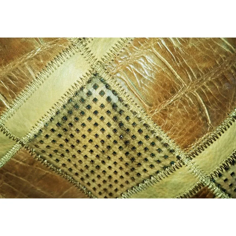 B Makowsky Bag, Patchwork Leather Purse, Shades‎ of Brown, Crossbody Bag, Square